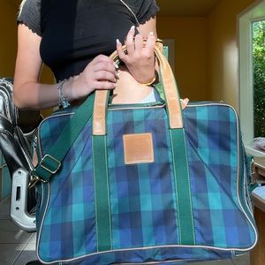 Vintage Christian Dior Weekender Plaid Travel Bag